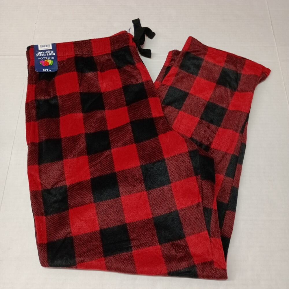 Fruit Of The Loom Mens Fleece Lounge Pants Red Size XL 40-42
